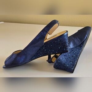 Alex Marie Blue/Blue Rhinestone Heeled Slingback Shoes